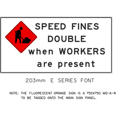 Speed Fines Double (When Workers Are Present) sign (ID-502)