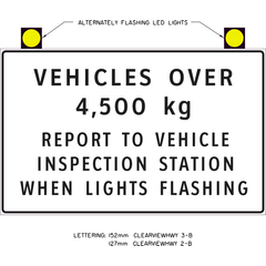 Vehicles Over 4500 Kg Report To Vehicle Inspection Station sign (RB-203)