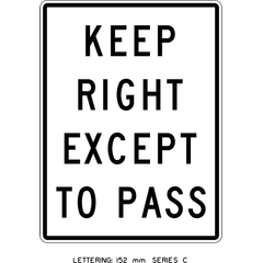 Keep Right Except To Pass sign (RB-34)