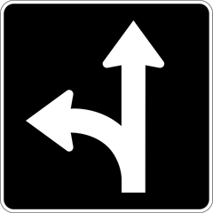 Straight Or Turn Left sign (RB-42-L)