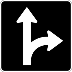 Straight Or Turn Right sign (RB-42-R)