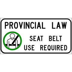 Provincial Law Seat Belt Use Required sign (RC-6A)