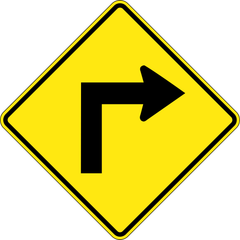 Single Right Sharp Turn sign (WA-1-R)