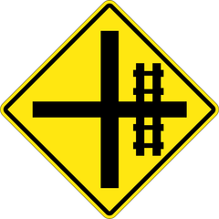 Cross-Road Railway Crossing Right From Cross Intersection sign (WA-20-R)