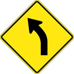Single Left Curve sign (WA-3-L)