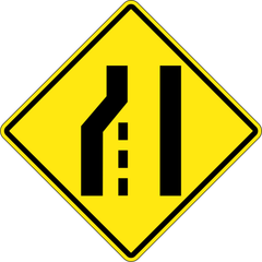 Road Narrows - Loss Of Left Lane sign (WA-33-L)