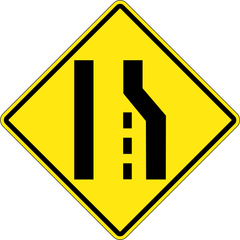 Road Narrows - Loss Of Right Lane sign (WA-33-R)