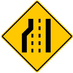 Road Narrows - Loss Of Lane Left sign (WA-33X-L)