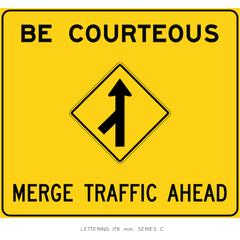 Be Courteous Merge Traffic Ahead sign (WA-40)