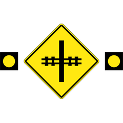 Railway Crossing Ahead (2 Lights) sign (WB-6)