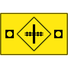 Railway Crossing Ahead (2 Lights) (Optional) sign (WB-6A)