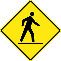 Left Side Pedestrian Crossing Ahead sign (WC-2-L)