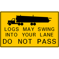 Log Trucks Turning Left sign (WC-314-L)