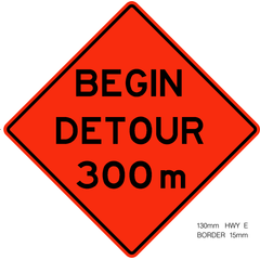 Begin Detour 300 M sign (WD-102)