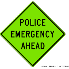 Police Emergency Ahead sign (WD-200)